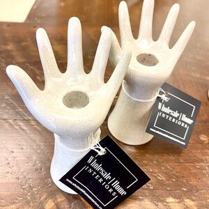 Pair Open Hand Taper Candle Holders